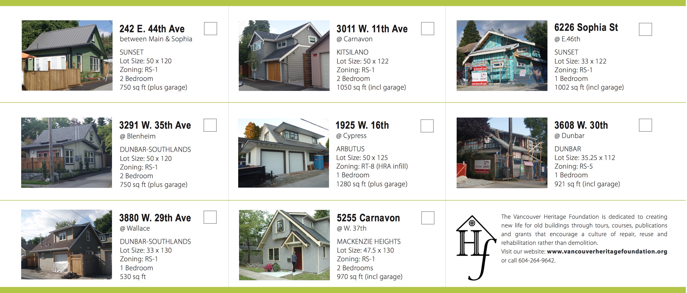 Homes in the 2011 VHF Laneway house tour